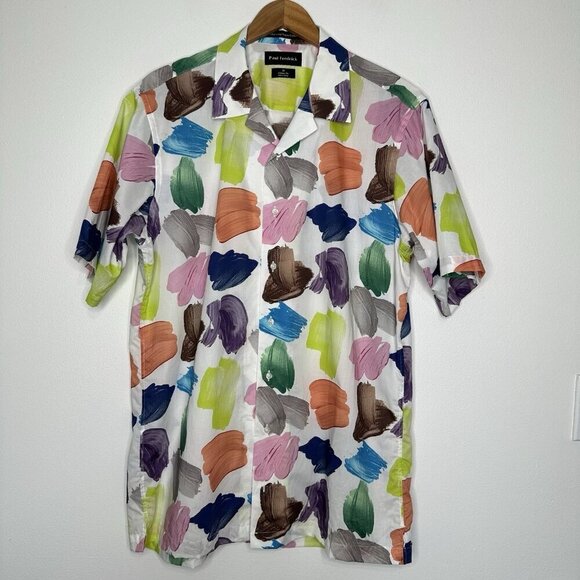 Paul Fredrick Classic Fit Shirt Mens Size L Tall Button up Short Sleeve White - Picture 1 of 8